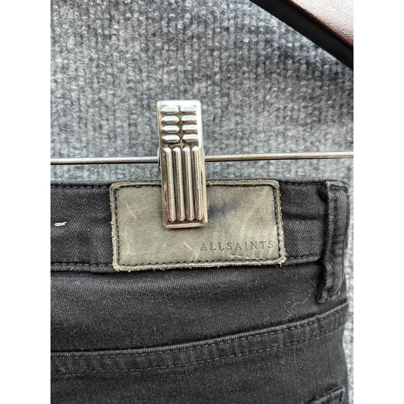 AllSaints Jeans Womens 28 Jet Black Stilt Skinny Stretch Denim Raw Hem - Picture 3 of 10